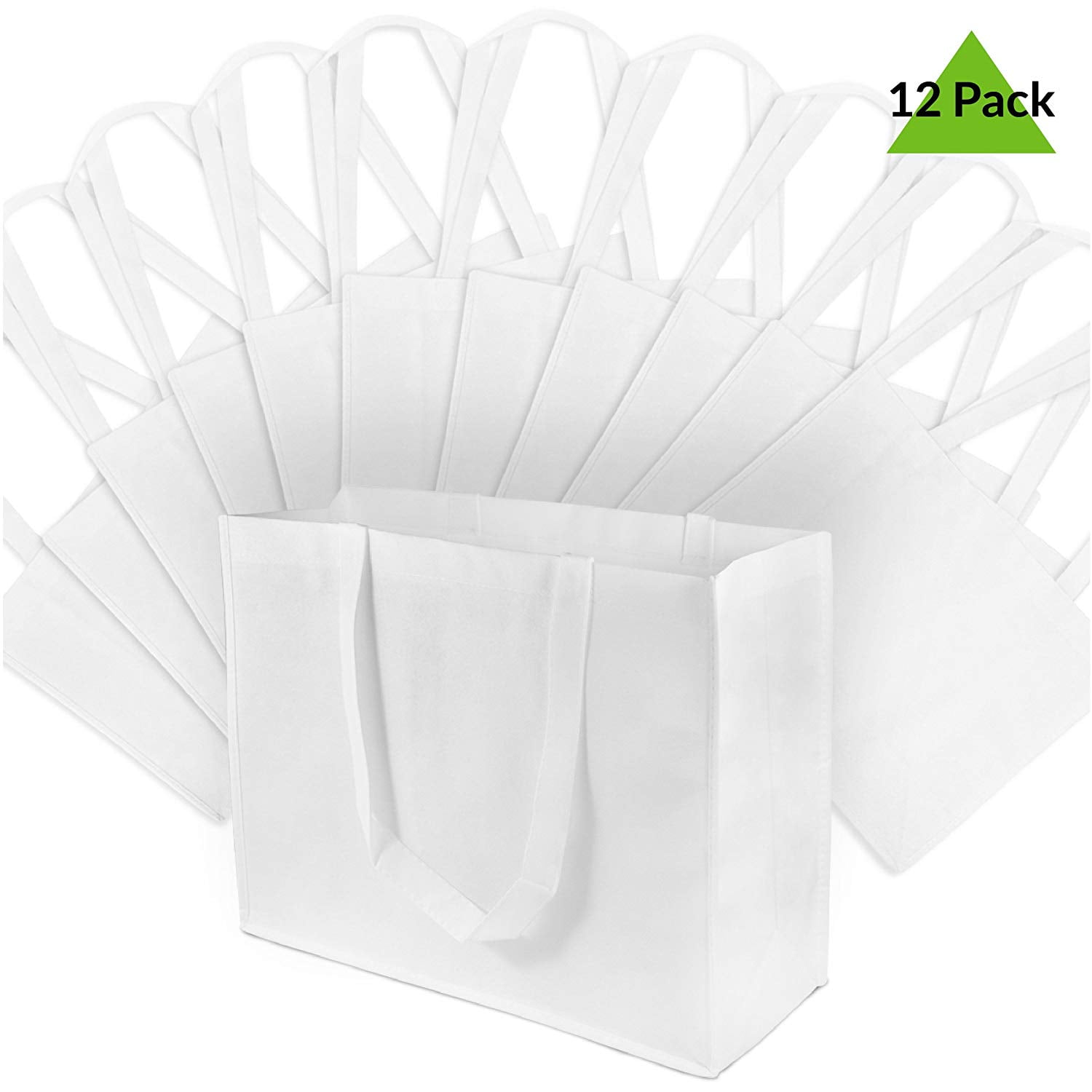 16x12x6" Large White Color Reusable Gift Bags, Shopping Bags, Grocery