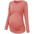 thumbnail image 3 of Sherrylily Maternity Shirt Side Button and Ruched Tunic Tops Long Sleeve T-Shirts, 3 of 5
