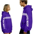 thumbnail image 3 of Felirenzacia Women's Oversized Valentine's Sweatshirt I Love You This Much Graphic Hoodie Soft Long Sleeve Pullover Top, Purple,XS, 3 of 7