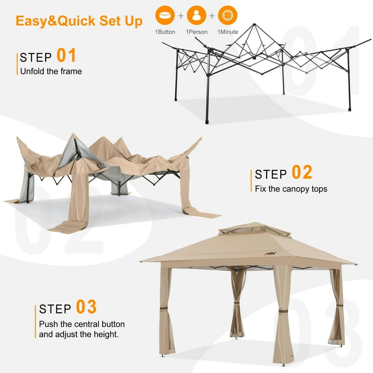ABCCANOPY 13'x13' Gazebo Tent Outdoor Pop up Gazebo Canopy Shelter