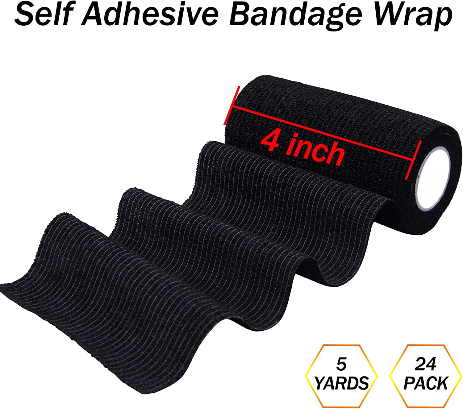24 Rolls Self Adherent Wrap 4 Inch Self Adhesive Bandages Wrap Stretch Bandage Tape Self Stick Bandage Wraps for Wrist Ankle Swelling Sprains(12 Colors)