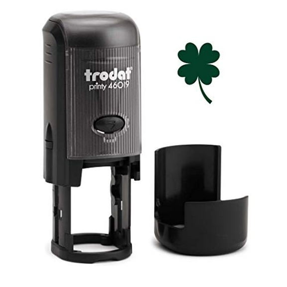 Round Teacher Stamp, Holiday, 3/4" Self-Inking Rubber Stamp - Shamrock - Green Ink