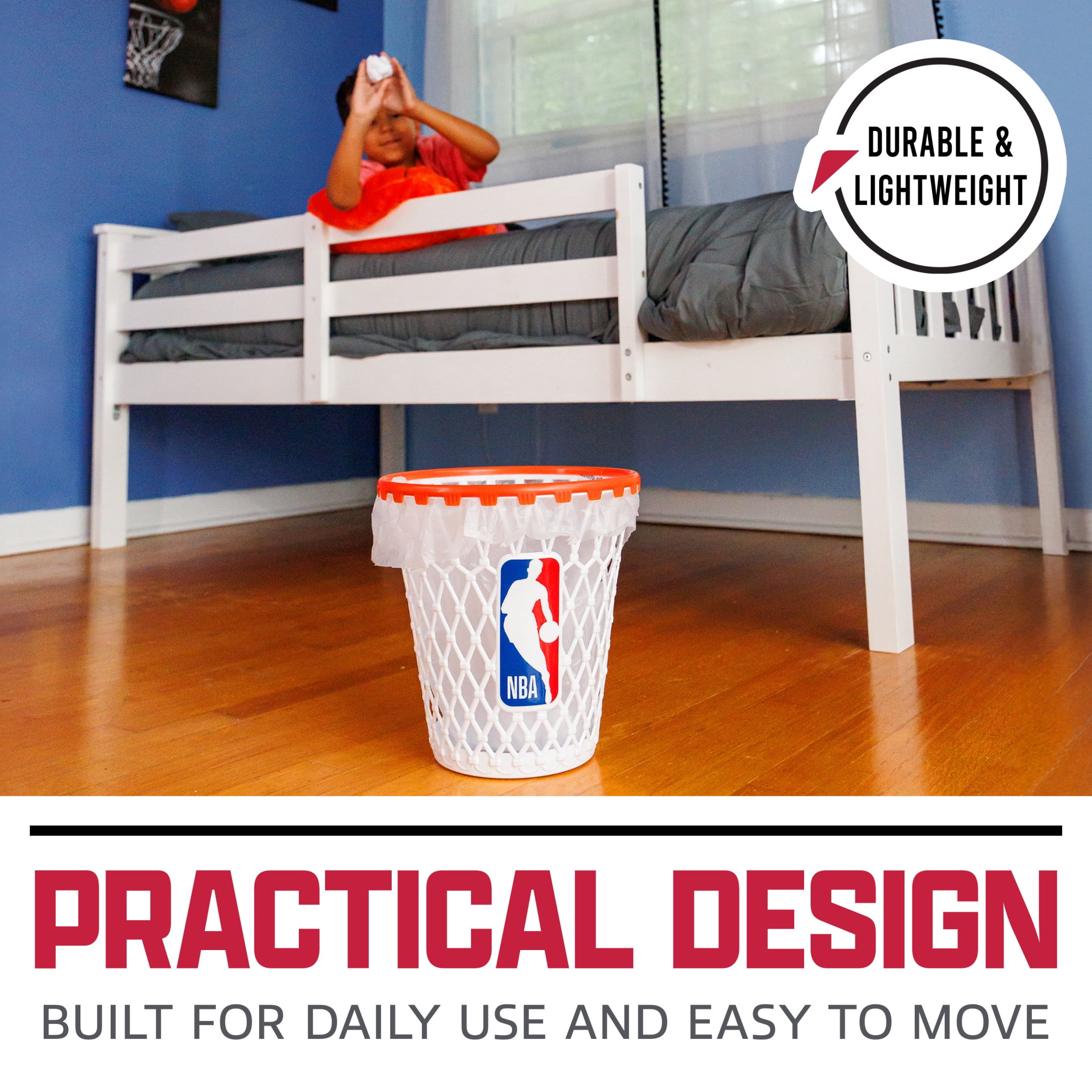 Franklin Sports NBA Mini Hoop Waste Bin – 11" Basketball-Themed Trash Can with Removable Rim for Kids’ Rooms, Dorms, and Fun Indoor Paper Toss Play – Official NBA Branding, Practical & Playful Design