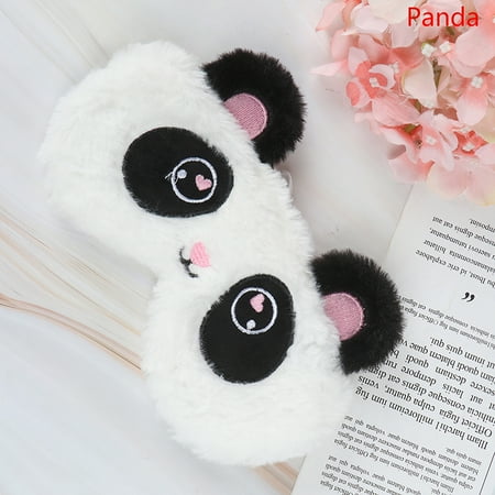 KEKAFU Women Plush Eye Mask White Panda Blindfold Eye Patch Eyeshade Sleep Mask Gift