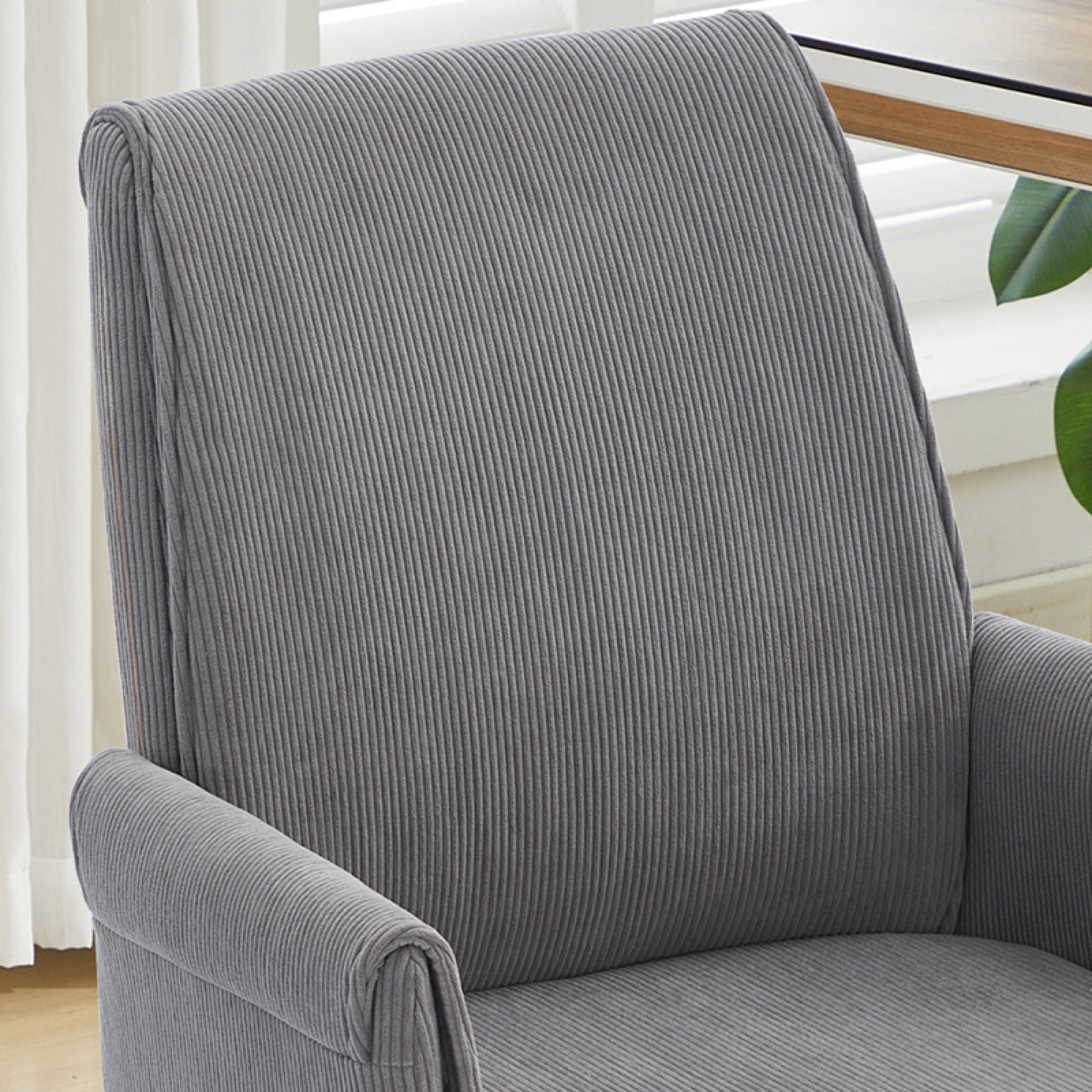 Leumius Mid-Back Liftable Office Chair with Striped Fabric and Ergonomically Designed Accent Chairs for Office Bedroom Dressing Table Gray