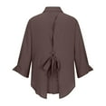 thumbnail image 6 of LIJCC Ladies Cotton and Linen Tie Back Shirt Women Button Down Shirts Cotton Linen Blouse Tops 3/4 Sleeve Collar Shirt Tunic Loose Fit Fashion Trendy Clothes, 6 of 6