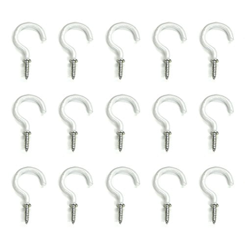 Aoyoho 60Pcs Vinyl Coated Screwin Ceiling Hooks Cup Hooks Light Hooks