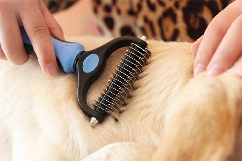 Maxpower Planet Pet Grooming Tool - Dematting and Shedding Brush Undercoat Rake Comb for Dogs and Cats,Double Sided and Extra Wide,Blue - image 3 of 8