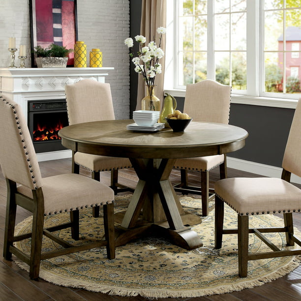 Furniture Of America Dice Rustic Oak 54, What Size Rug Under A 54 Inch Round Table