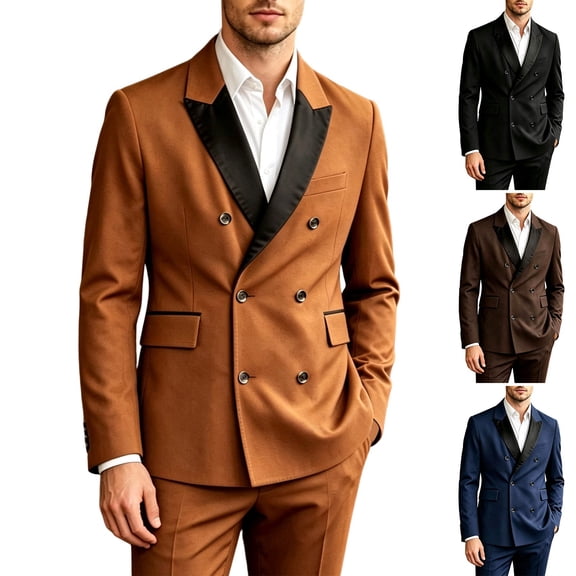 Double Breasted Blazer for Men Slim Fit Suit Jacket Sport Coat for Wedding Prom Homecoming