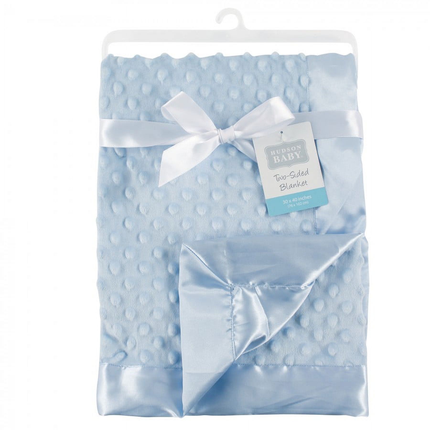 Hudson Baby Infant Boy Plush Mink Blanket, Powder Blue, One Size