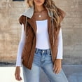 thumbnail image 2 of WTOBBY Women's Color Block Sleeveless Vest, Drawstring Hooded Tank Jacket, Casual All-Match Outerwear, Lightweight Layering Piece, Streetwear Style for Women,Coffee 2XL, 2 of 5