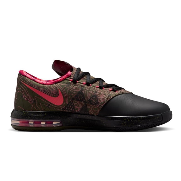 Big Kid's Nike KD VI "Meteorology" Blk/Atomic Red-Med Olive (IU1287 001) - 5.5