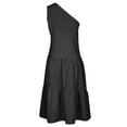 thumbnail image 5 of Summer Saving Wycnly Dresses for Women Beach Fashion Loose Flowy Ruffle Swing One Shoulder Tank Dresses Sleeveless Slash Neck Solid Summer Long Formal Dress Black l, 5 of 6