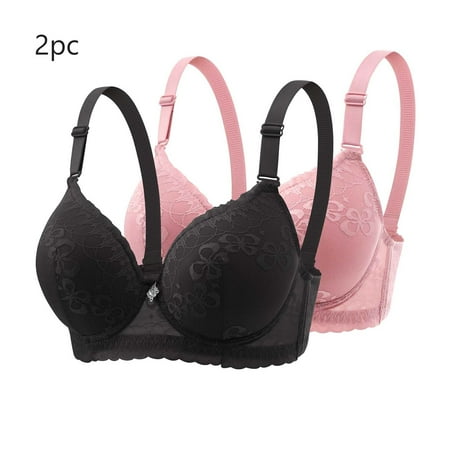 MLCDZ 2 Pack Lace Bras for Women Push Up Bralettes Full Coverage Corset Underwire Plus Size for Large Breasts with Support Sexy Minimizers Everyday Lingerie 2Pcs-Multicolor#15 38