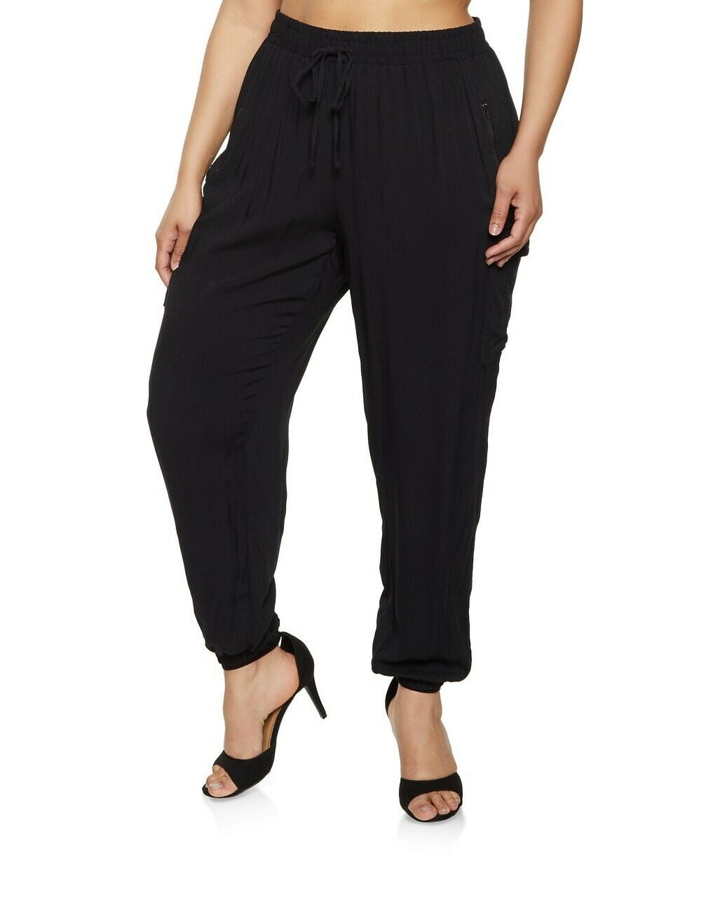 Cest Toi PA6017 Womens Plus Size Tencel Curvy Casual Joggers Cargo Pants  1X2X 3X