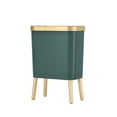thumbnail image 2 of Naiovety Bote de basura de plástico ecológico: cesto de basura moderno, estrecho, conveniente y duradero para cocina Suministros de limpieza para el hogar oro Verde (15L33.2*19.6*48.5cm, 2 of 6