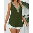thumbnail image 4 of Hanerdun Women Female V-Neck Chiffon Tank Top Sleeveless Shirt Vest Green S, 4 of 5