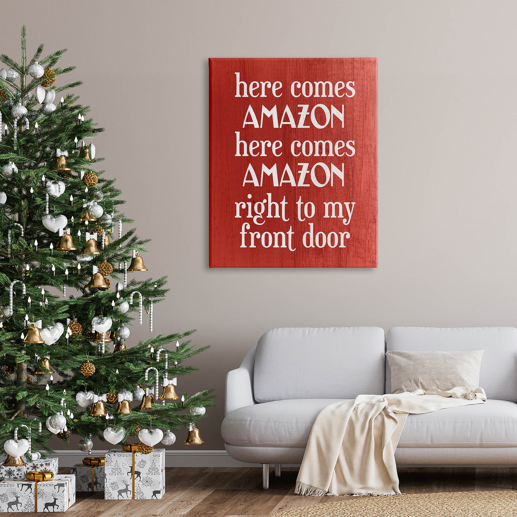 Stupell Industries Here Comes Amazon Funny Song Graphic Art Gallery Wrapped Canvas Print Wall Art, Design by Lil' Rue