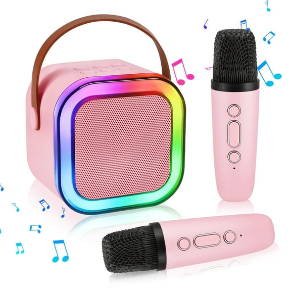 Karaoke Machine for Kids Adults, Mini Bluetooth Portable Karaoke Speaker Singing with 2 Microphone, Christmas Birthday Gifts for Girls Boys Home Party