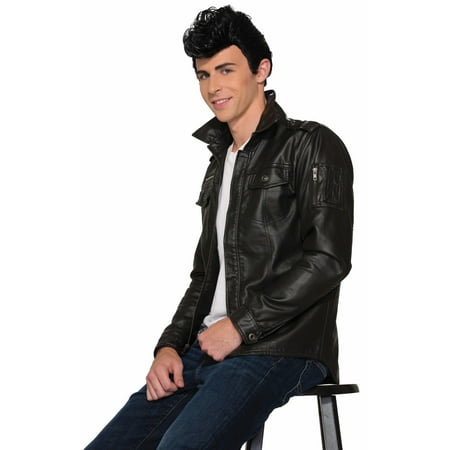 Black Greaser Wig 80 S Danny Slick Back Grease Hair Mens Costume