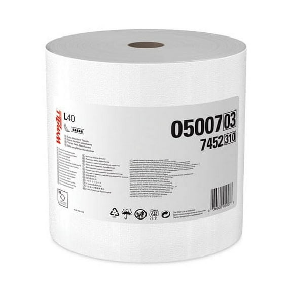 L40 Towels, Jumbo Roll, 12.5 x 12.2, White, 750/Roll | Bundle of 5 Rolls