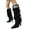 A Black, variant on Women's Suede Knee High Boots Kitten High Heel Pointed Toe Wide Calf Slouchy Fall Booties with Detachable Off Panel Fall Boots Black Size 6.5