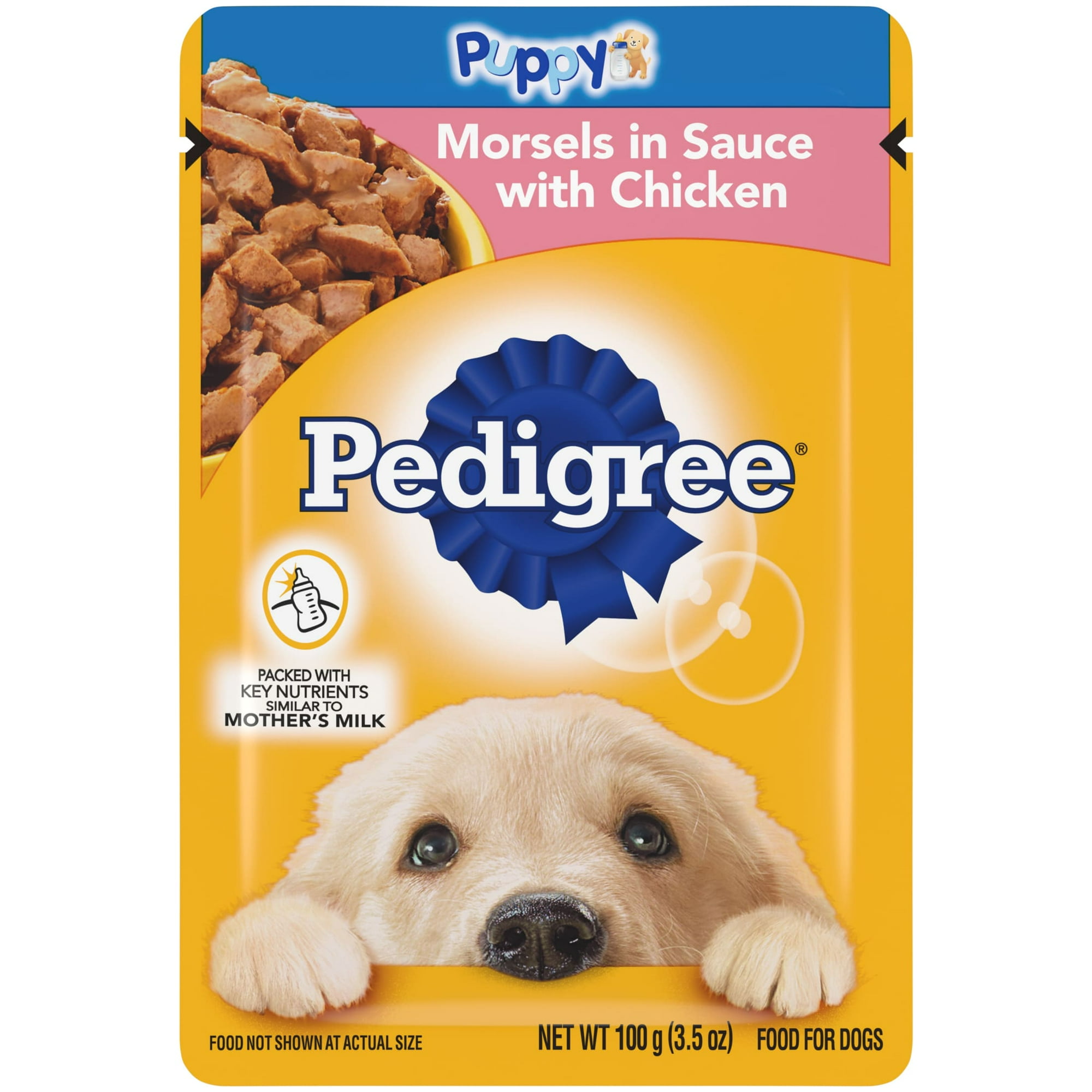 Pedigree Puppy Food Morsels in Sauce, Wet Dog Food, Chicken Flavor, 3.5 oz. Pouches