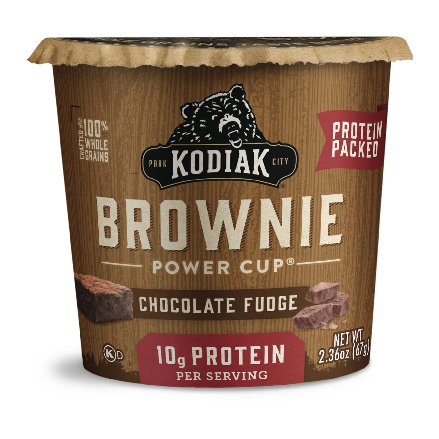 (12 pack) Kodiak Protein-Packed Chocolate Fudge Brownie Power Cup, 2.36 oz