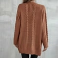 thumbnail image 6 of XFLWAM Women's Long Sleeve Cable Knit Sweater Open Front Cardigan Solid Color Loose Outerwear Coat Brown L, 6 of 7