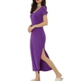 thumbnail image 4 of INSPIRE CHIC Women's Sleepwear Long Pajama Dress V Neck Side Slit Nightshirt Lounge Nightgown L Purple, 4 of 6