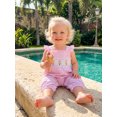 thumbnail image 5 of BemeyourBBs Toddler Baby Girls Summer Clothes Cute Infant Baby Girls One Piece Outfit Romper Overalls Ice Cream Embroidery Ruffled Sleeves Square Neck Jumpsuit, 5 of 9