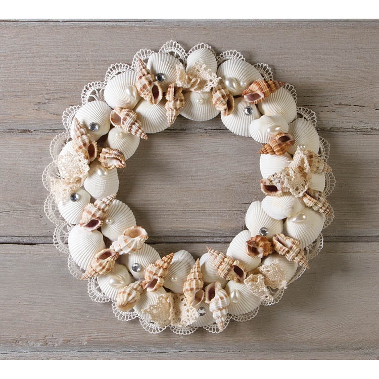 Bedazzled Seashell Candle Ring Wreath