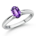 thumbnail image 2 of Gem Stone King 10K White Gold Purple Amethyst Solitaire Engagement Ring for Women (0.75 Cttw, Oval Checkerboard 7X5MM, Gemstone February Birthstone, Size 6), 2 of 4