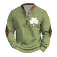 thumbnail image 1 of Penkiiy Día de San Patricio de hombre 1/4 Sweatshirt de cuello cremallera Shamrock camisa irlandesa de manga larga 5XL Multicolor, 1 of 5