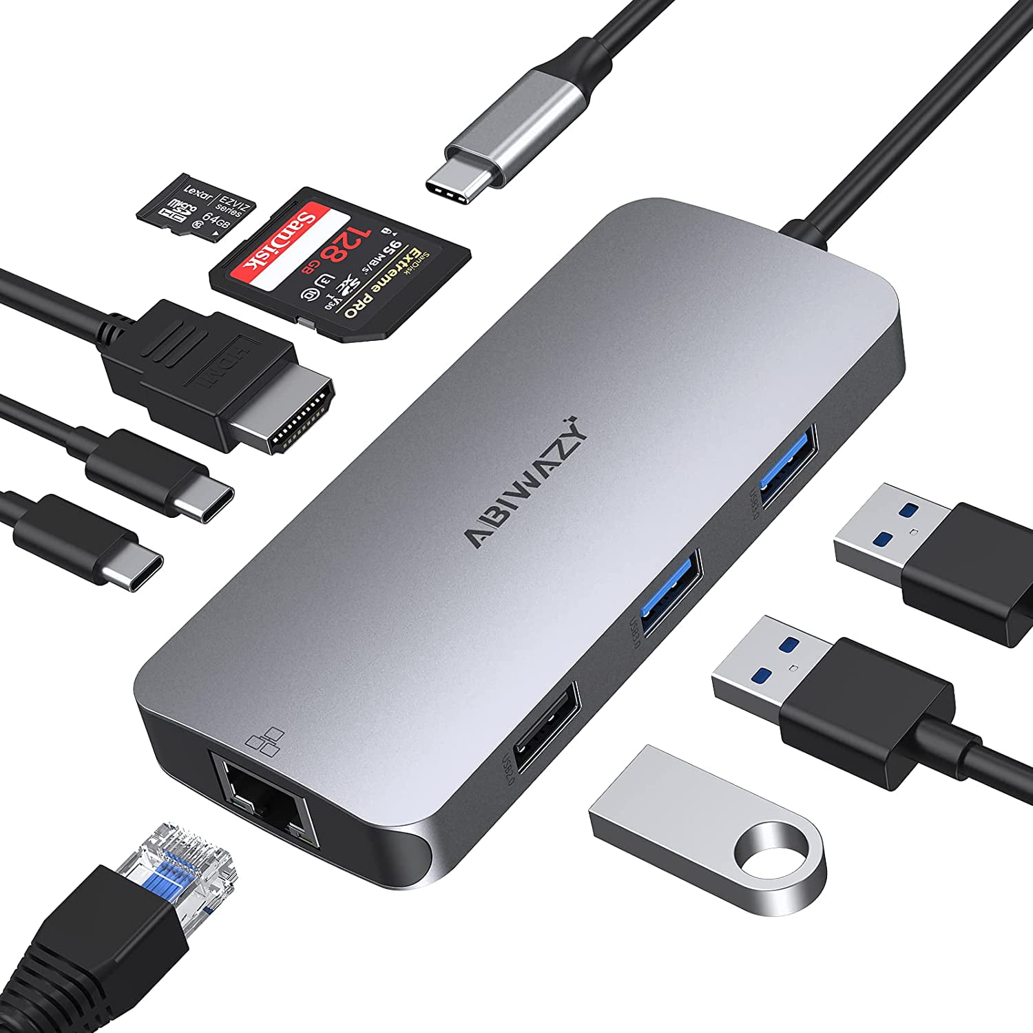 Serrado Manía Íncubo USB C Adapters for MacBook Pro/Air,Mac Dongle with 3 USB Port,USB C to HDMI  Accessories, USB C to RJ45 Ethernet,9 in 1 | Walmart Canada