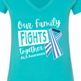 thumbnail image 4 of Inktastic Our Family Fights Together ALS Awareness Women's V-Neck T-Shirt, 4 of 5