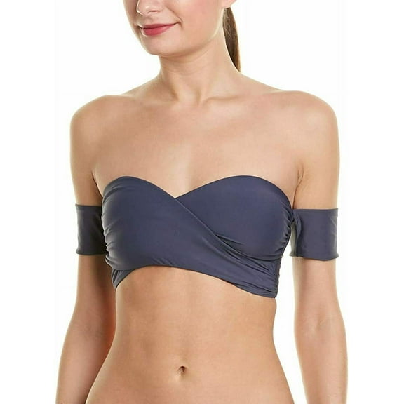 PilyQ BLUE Poseidon Layla Off Shoulder Bikini Swim Top, US Small