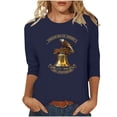 thumbnail image 5 of Lazyguy 1776-2026 The US 250th Anniversary Pullover Women Graphic Printed Loose Tees O-Neck Cropped Sleeves Blouses T-Shirts for Festival Casual S-4XL Blue, 5 of 9
