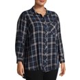 thumbnail image 2 of Terra & Sky Women's Plus Size Plaid Pocket Button Down Shirt, 2 of 6