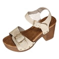 thumbnail image 5 of Dakaela Women's Platform Heels Sandals Ankle Strap Dress Block Chunky High Heeled Wedges Pumps Shoes for Bride Wedding Party Beige Size 6.5, 5 of 6