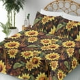 thumbnail image 3 of Ambesonne Floral Fitted & Flat Sheet with Shams 4 Pcs Set, Sunflowers Blooming Floral, Calking, Pale Avocado Green and Fawn, 3 of 5