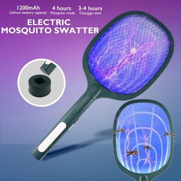 Handheld Usb Rechargeable Mosquito Fly Swatter Zapper Killer Bug Insect Racket