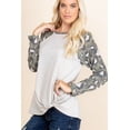 thumbnail image 3 of Casual French Terry Side Twist Top With Animal Print Long Sleeves, 3 of 5