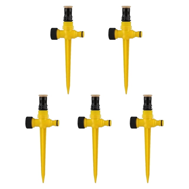 Toystoory 5 piezas, rociador de jardín de 360 °, tapón de rotación, herramienta de riego, rociador automático, boquilla de Jardín y Patio Amarillo