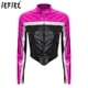 thumbnail image 2 of Chaquetas brillantes para mujer, ropa de abrigo con contraste metálico, disfraz de Cosplay de carreras para conducir, abrigo corto con cremallera frontal y cuello levantado de manga larga, 2 of 5