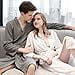 thumbnail image 3 of Cotton Waffle Robe，Couples Robes Long Kimono Bathrobe，Loungewear Dressing Gown Hotel Robe with Pockets, 3 of 5