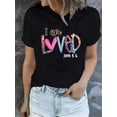 thumbnail image 1 of Women'S Easter Love T-Shirt, Casual Crew Neck Polyester Tee, Soft Comfort Fit, Geometric Pattern, Summer Knit Fabric Top, Regular Length, 1 of 8