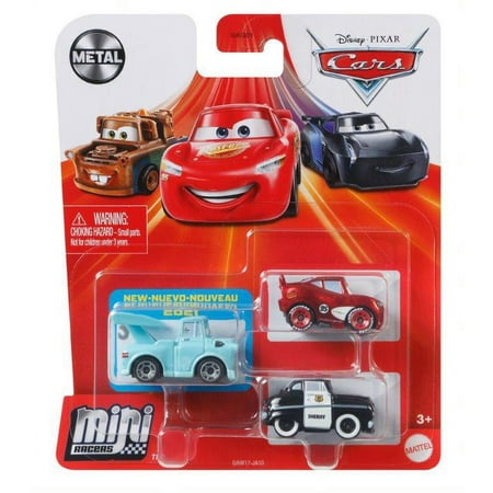 Disney and Pixar Cars Mini Racers 3-Pack Metal Vehicles, For Kids Age 3 Years Old & Up
