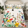 thumbnail image 2 of Erosebridal Multicolor Flowers Bed Sheets Twin,Hummingbird Butterfly Bedding Twin Size,Botanical Floral Sheet Set Twin,Lightweight Bedroom Decorative,3pcs, 2 of 7